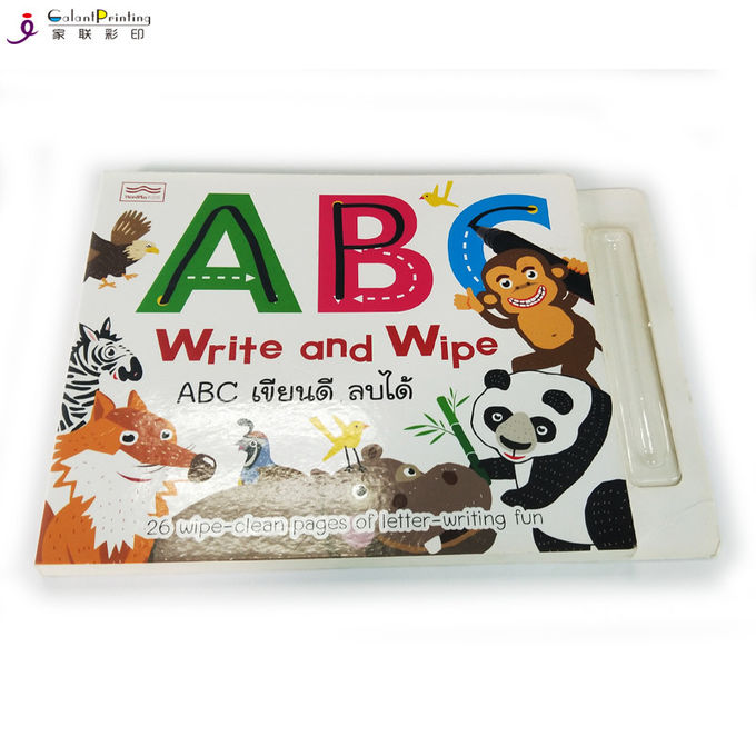 Livro da placa das crianças grossas do cartão que imprime o livro feito sob encomenda da placa do bebê de ABC com suporte da pena