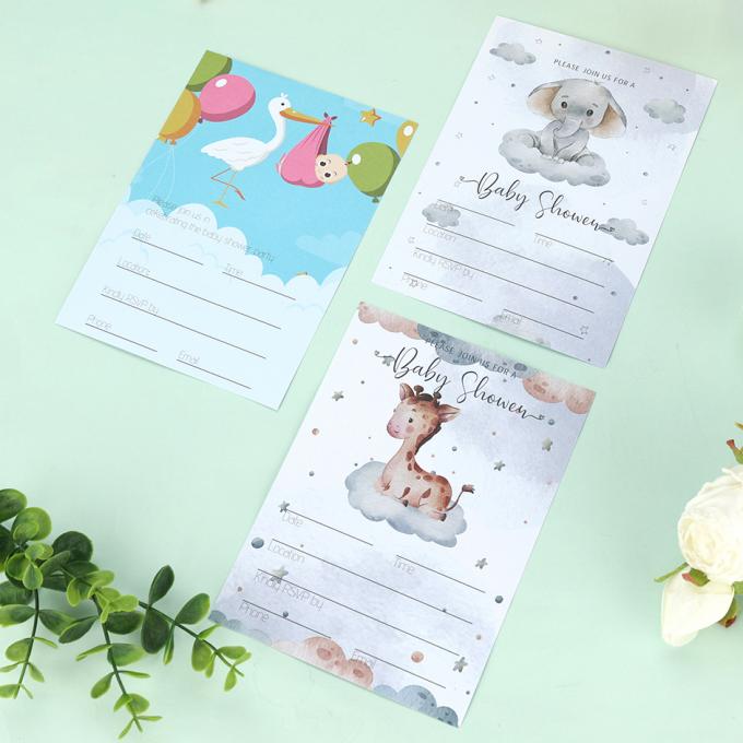 Dimensões personalizadas Cartões de festa e envelopes Convites de banho de bebê 3