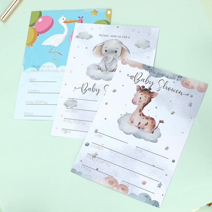 Dimensões personalizadas Cartões de festa e envelopes Convites de banho de bebê 4