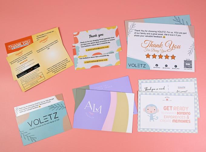 Cartão de agradecimento personalizado por apoiar meu pequeno negócio cartão postal de impressão UV e offset 9