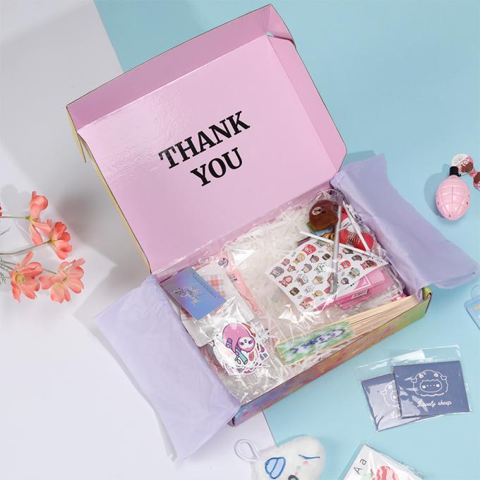 Encomenda personalizada Cosméticos cor-de-rosa duráveis Correios Embalagem corrugada Regalo Correios Caixa de Envio 7