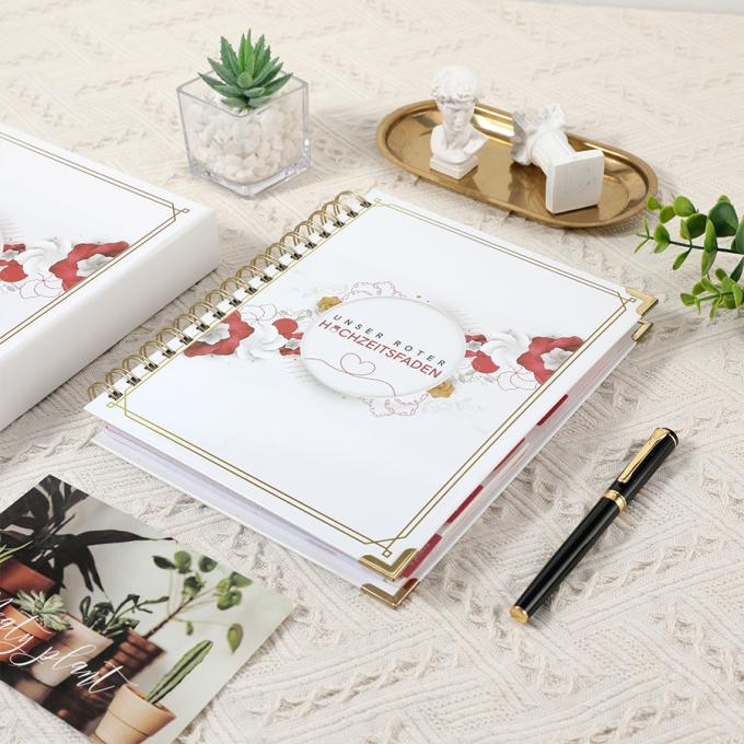 Planeador de Casamento Espiral de Folha de Ouro para A5 Floral Organizador de Livro de Convidados de Casamento 3