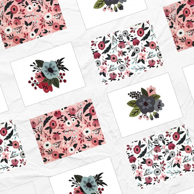 Impressão personalizada de cartões de agradecimento Flora com caixa UV e offset de impressão de película de laminação 8