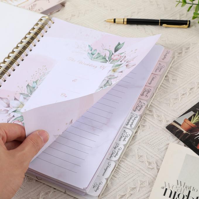 Custom A4 A5 Espiral Diário Papel Cadernos Diário Diário Planeador de Casamentos para Mulheres 5