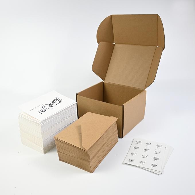 Cartões de agradecimento de pequenas empresas com envelopes e adesivos de papel Kraft marrom 3