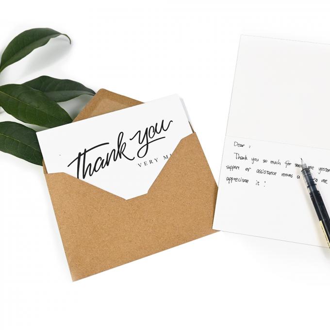 Cartões de agradecimento de pequenas empresas com envelopes e adesivos de papel Kraft marrom 5
