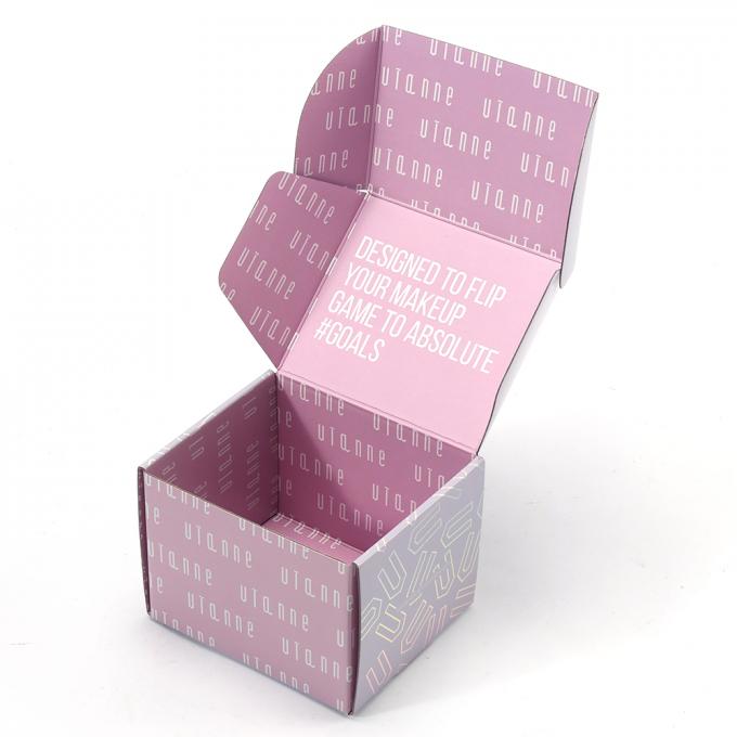 Logotipo personalizado Holograma Caixa de correio cor-de-rosa Embalagem de papel de cartão ondulado dobrável com logotipo 6