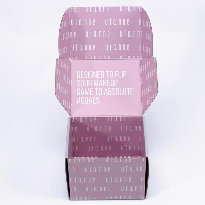 Logotipo personalizado Holograma Caixa de correio cor-de-rosa Embalagem de papel de cartão ondulado dobrável com logotipo 7