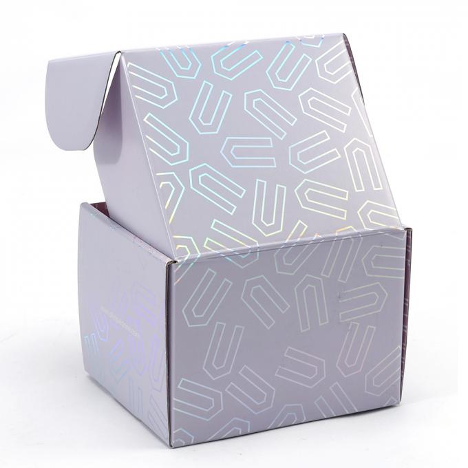 Logotipo personalizado Holograma Caixa de correio cor-de-rosa Embalagem de papel de cartão ondulado dobrável com logotipo 9