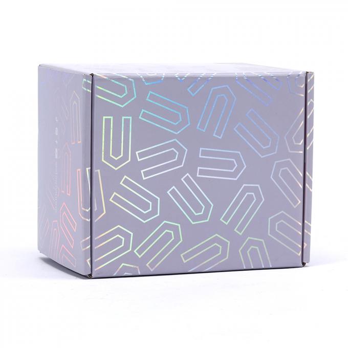Logotipo personalizado Holograma Caixa de correio cor-de-rosa Embalagem de papel de cartão ondulado dobrável com logotipo 11