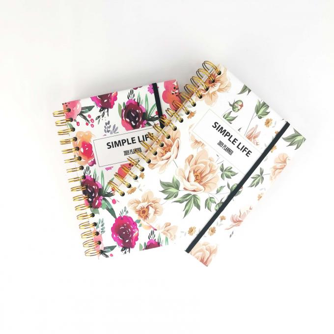 Componente de papel de offset A5 floral personalizado Espiral Notebook com 40-80 páginas internas 3