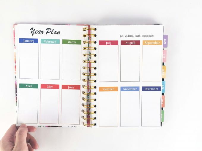 Componente de papel de offset A5 floral personalizado Espiral Notebook com 40-80 páginas internas 4