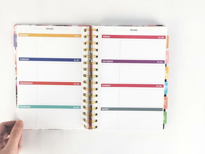 Componente de papel de offset A5 floral personalizado Espiral Notebook com 40-80 páginas internas 5