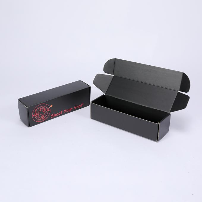 Caixas de envio de papel corrugado preto fosco para calçados de roupa interior Caixa de correio de presente dobrável 9