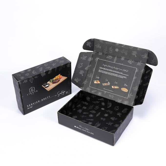 Caixas de envio de papel corrugado preto fosco para calçados de roupa interior Caixa de correio de presente dobrável 8