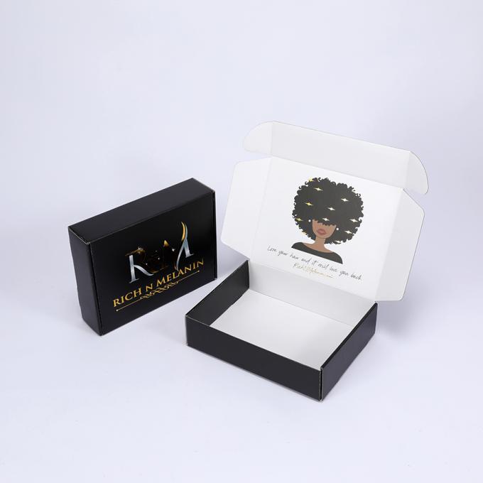 Caixas de envio de papel corrugado preto fosco para calçados de roupa interior Caixa de correio de presente dobrável 10
