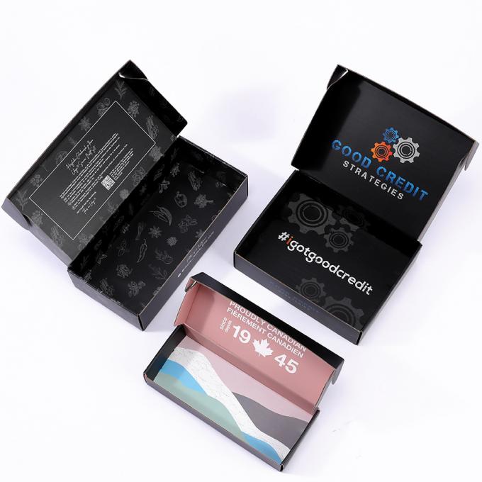 Caixas de envio de papel corrugado preto fosco para calçados de roupa interior Caixa de correio de presente dobrável 11