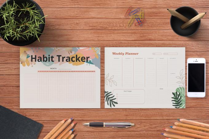 Capa em papel Agenda de objetivos sem data Diária Mensal Anual Diário espiral Planeador de hábitos 8