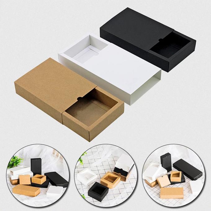Logotipo personalizado reciclável embalagem de presente Kraft preto caixa de papelão para casamento favor 6