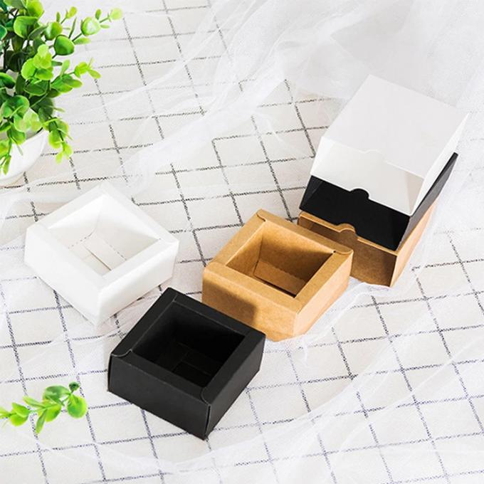 Logotipo personalizado reciclável embalagem de presente Kraft preto caixa de papelão para casamento favor 8