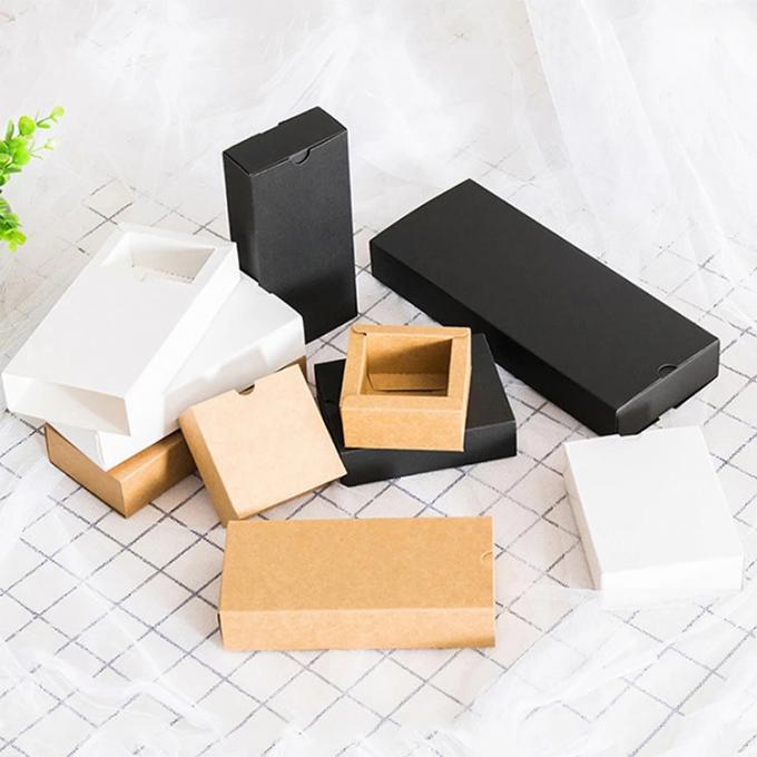 Logotipo personalizado reciclável embalagem de presente Kraft preto caixa de papelão para casamento favor 7