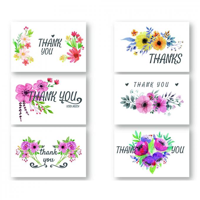 Cartão postal de cartão de papel para luxo a granel aquarela folhagem floral cartão de agradecimento 6