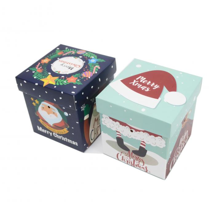 Caixa de presente de Natal com tampa feita de papel revestido em tamanho personalizado para embalagem de presentes 5