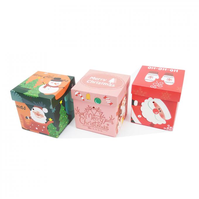 Caixa de presente de Natal com tampa feita de papel revestido em tamanho personalizado para embalagem de presentes 8