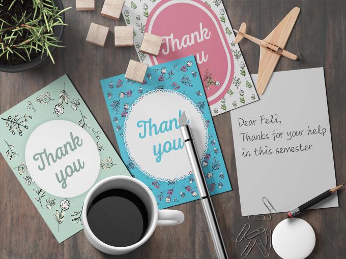 Reciclável Cartão de Impressão Personalizado Film Lamination Classic Kraft Obrigado Notas 7