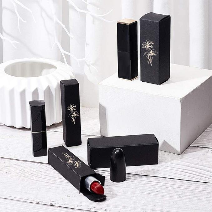 Cosméticos em branco preto personalizados Batom Brilhante embalagem Caixas de papel para tubo de batom 5