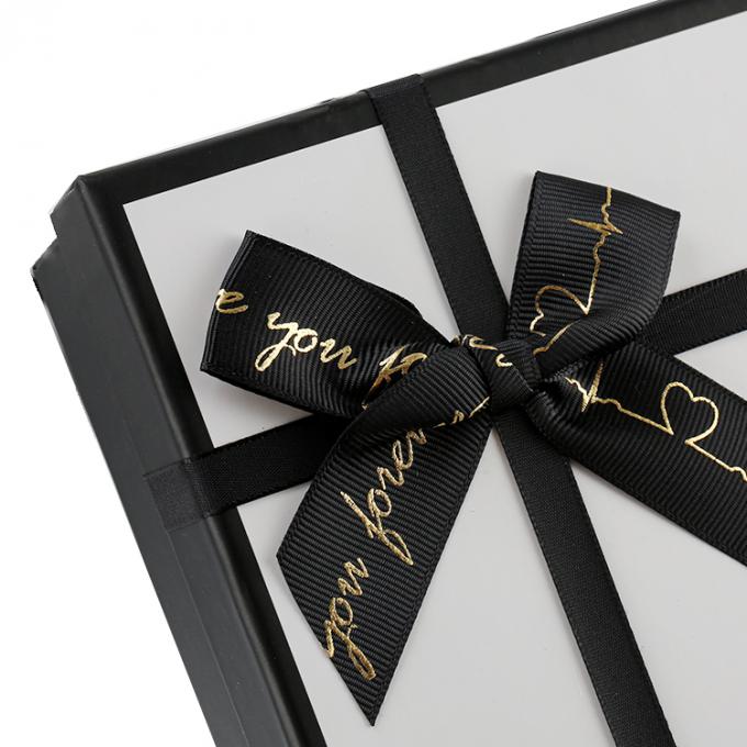 Tamanho personalizado aceito tampa preta e base de perfume embalagem de presente caixa de papel com fita 5