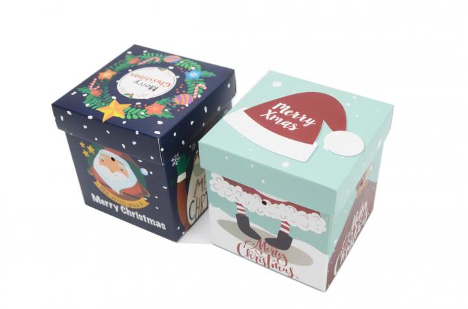 Papai Noel personalizado Homem de Neve Impresso Embalagem de Regalo Pequeno Cadeia de Natal Caixas de Doces Com Cobertura 8