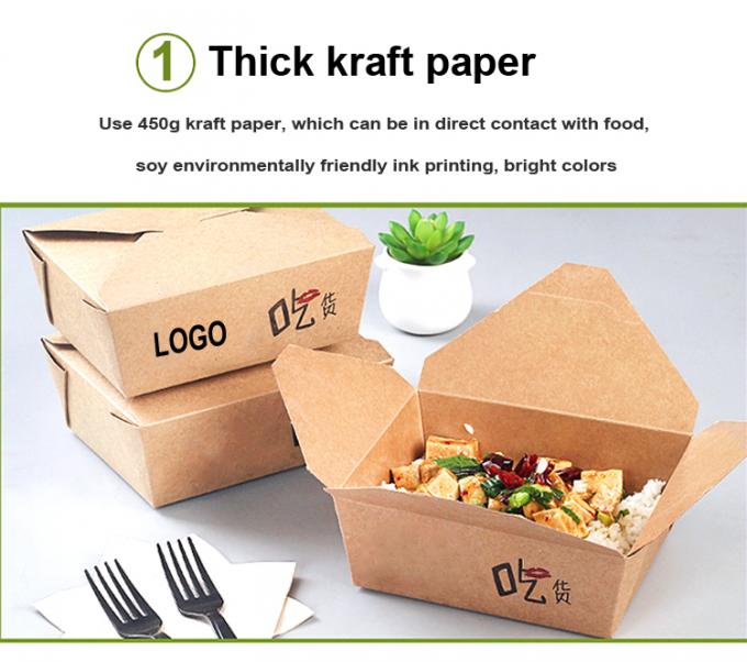 Embalagem de almoço para levar Caixa de frutas de salada de papel Kraft com impressão de janela PET Revestimento UV 6