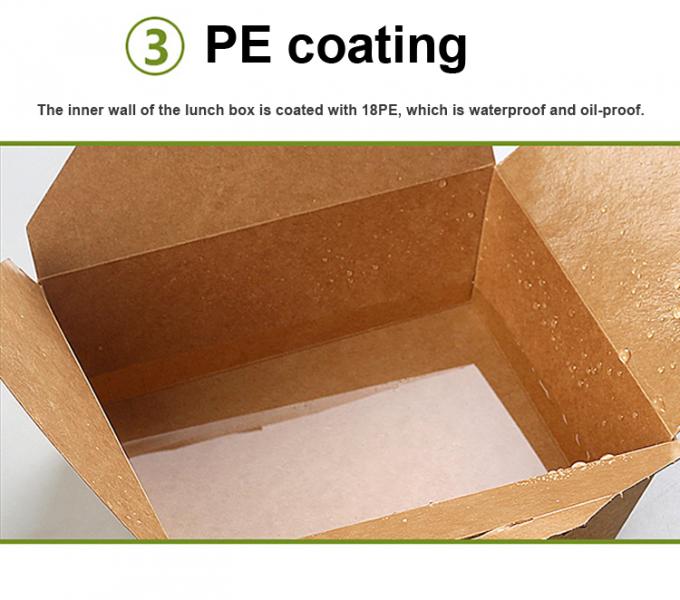 Embalagem de almoço para levar Caixa de frutas de salada de papel Kraft com impressão de janela PET Revestimento UV 8