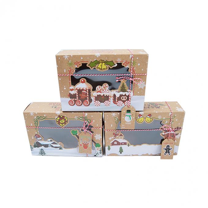 Caixa de presente de biscoitos de donut de Natal com janela clara personalizada e atraente 0