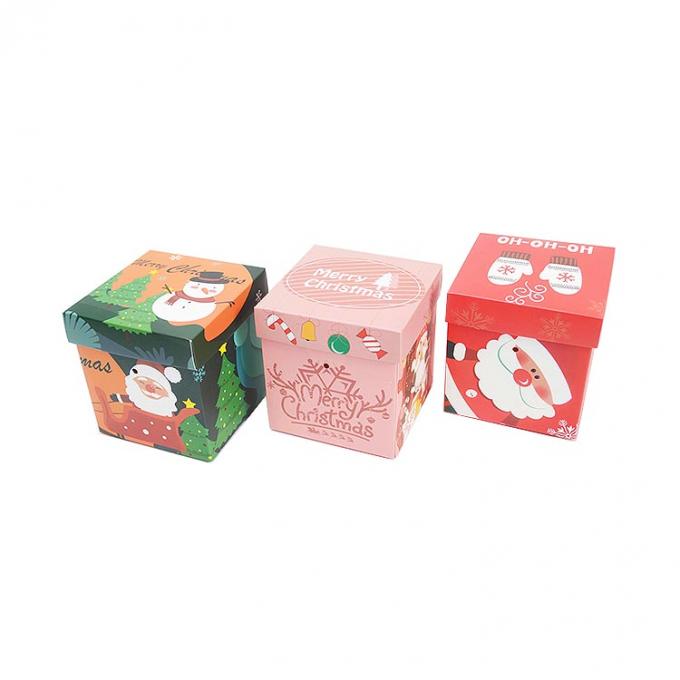 Outras Artesanato de Presentes Decoração de Natal Impressa Personalizada Cartão Caixa de Embalagem de Papel de Presente Com Cobertura E Base 1