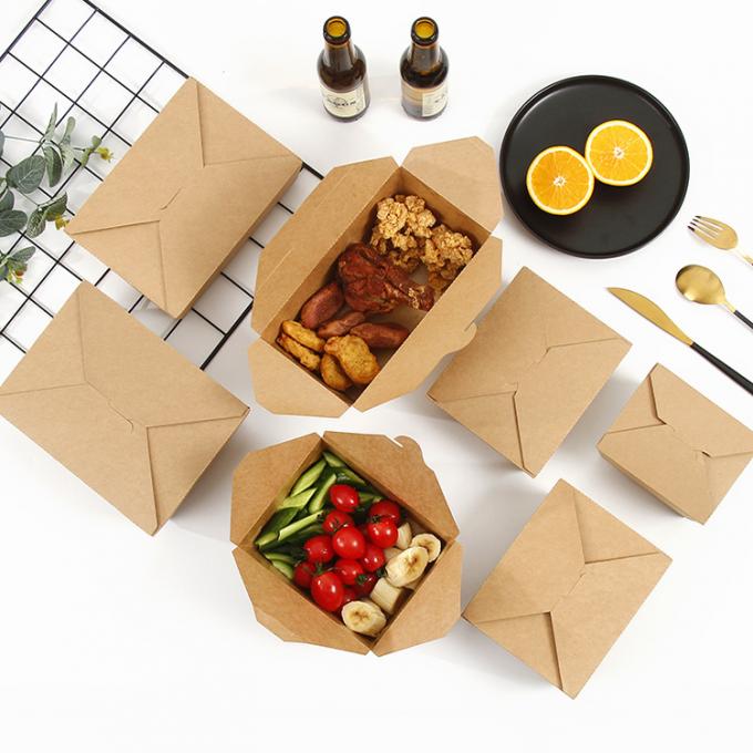 Embalagem de almoço para levar Caixa de frutas de salada de papel Kraft com impressão de janela PET Revestimento UV 9