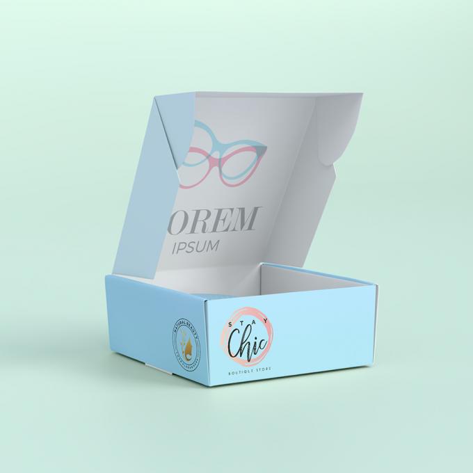 Autocolantes Impressão personalizada durável Caixa de envio de papel de avião Embalagem de presente Caixa de correio azul reciclada corrugada 11