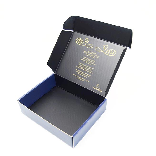 Autocolantes Impressão personalizada durável Caixa de envio de papel de avião Embalagem de presente Caixa de correio azul reciclada corrugada 9