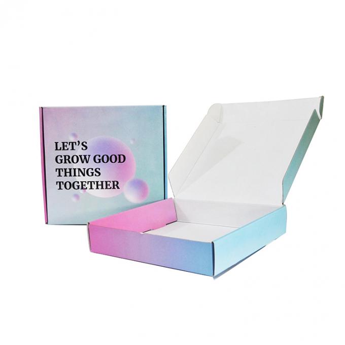 Logotipo personalizado Cor-de-Rosa Gradiente Corrugado Papel de Cartão Embalagem Regalo Mailer Caixa de Envio Postal 7