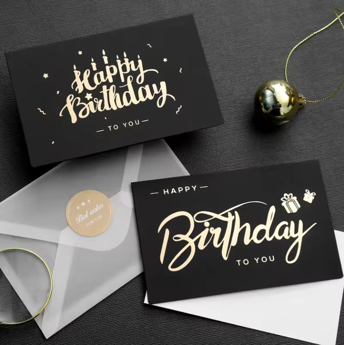 Cartão de presente de feliz aniversário de papel de pérola reciclável 1