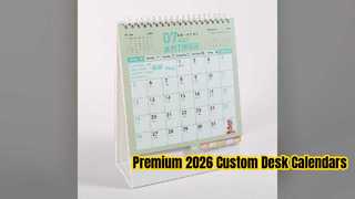Design estampado em folha premium de calendário de mesa personalizado 2026