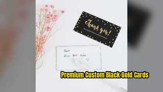 Cartões de agradecimento personalizados em ouro preto para marca premium